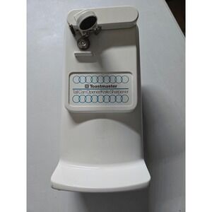 Vintage TOASTMASTER CAN OPENER - Model 2225, WHITE - 9" Tall  w/ Knife Sharpener